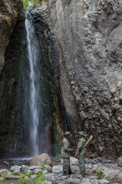 Rangers at Momella-Tululusia Waterfall, Arusha National Park, Tanzania