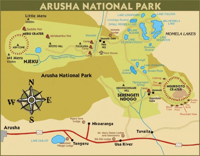 Arusha National Park Map