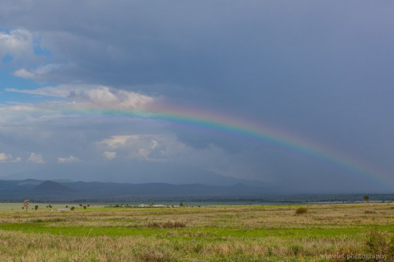 Rainbow over North Tanzania plains, near Arusha