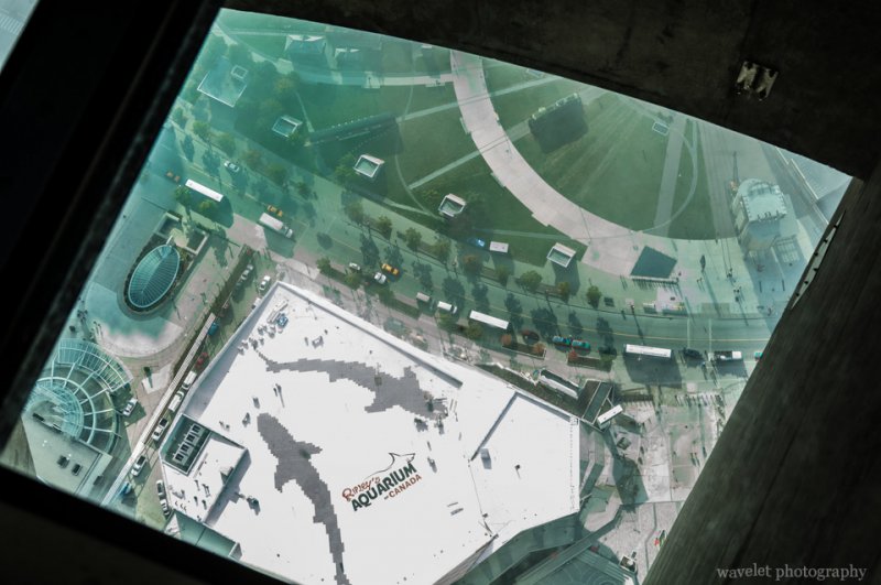 Viewing through the Glass Floor, CN Tower, Toronto