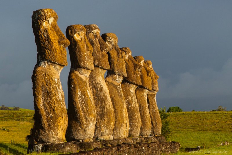 A closer look of Ahu Akivi, Easter Island
