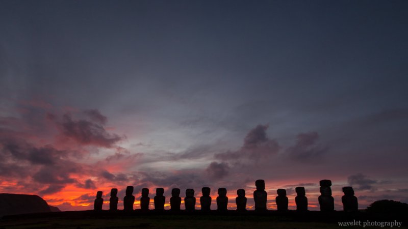 Ahu Tongariki at sunrise, Easter Island
