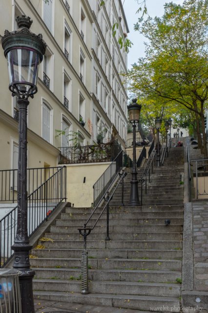 The Stairway on Rue Chappe viewed from Rue André Barsacq, Montmartre, Paris