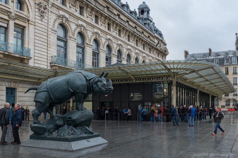 Entrance of Musée d'Orsay and the Rhinocéros by Alfred Jacquemart, Paris