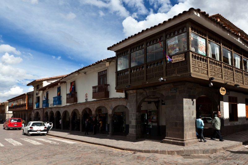 Wooden Balconies on Plaza de Armas, Cusco
