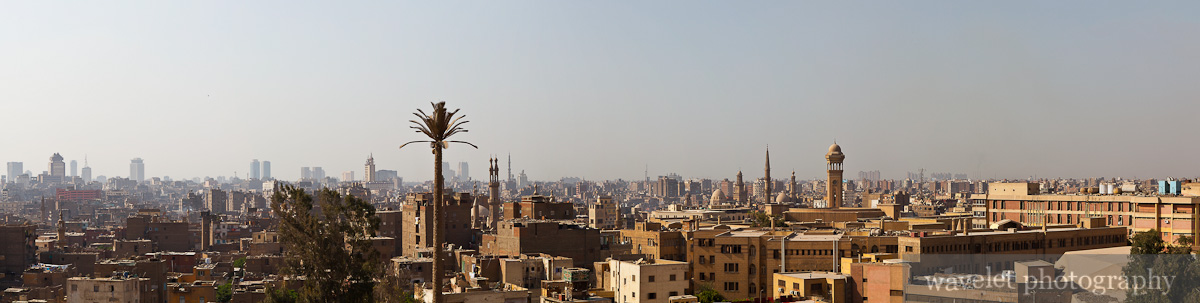 Islamic Cairo Panorama from Citadel View Restaurant in Al-Azhar Park