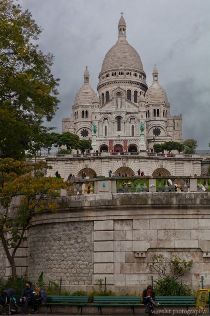Sacré-Cœur, as seen from the base of the butte Montmartre, Paris