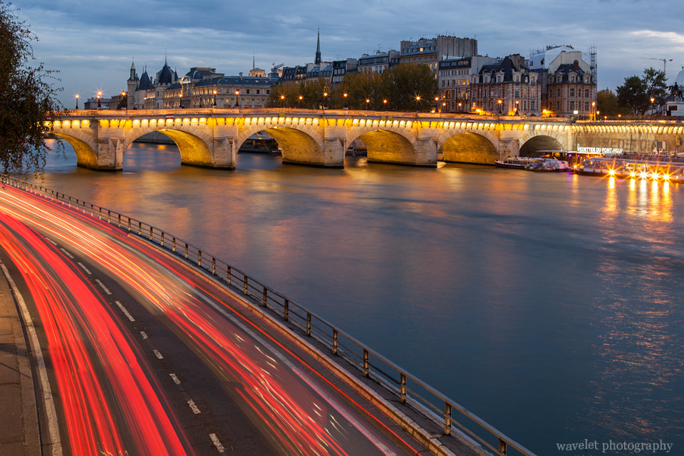 The Seine and Pont Neuf at nightfall, Paris