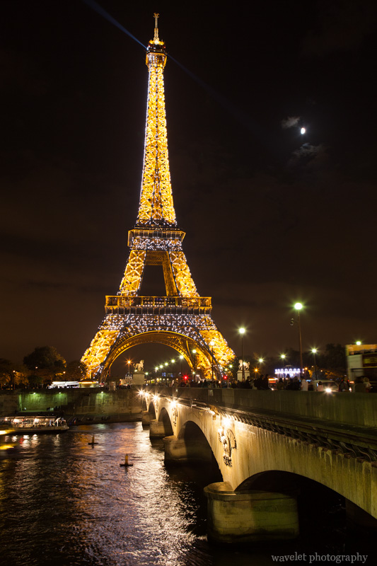 Eiffel Tower and Pont d\'Iéna at night, Paris