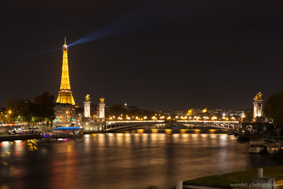 Pont Alexandre III and Eiffel Tower in the night, Paris