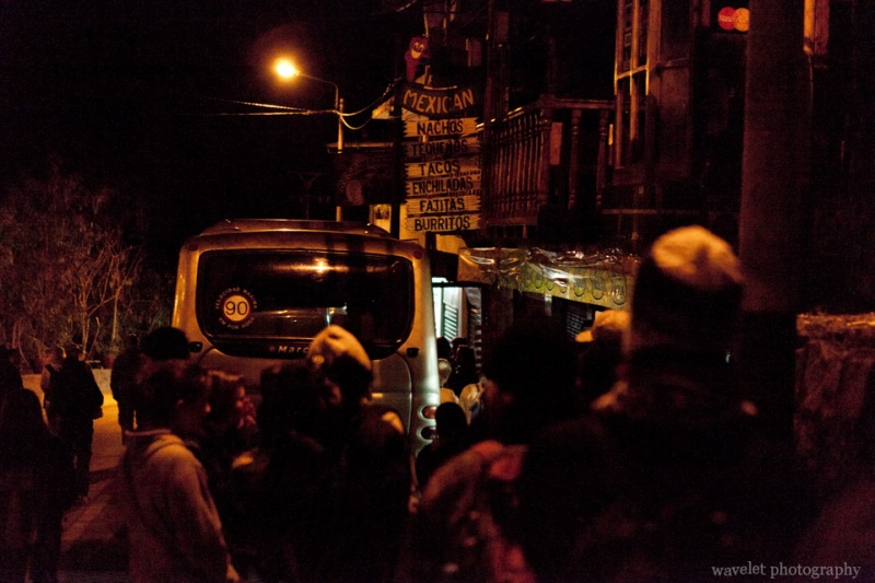 People waiting for bus to Machu Picchu, Aguas Calientes