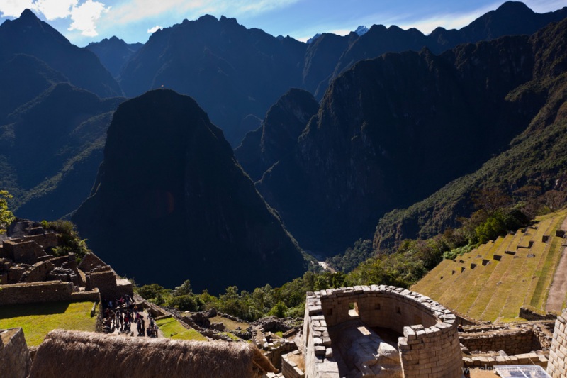 The Temple of the Sun and surrounding mountains