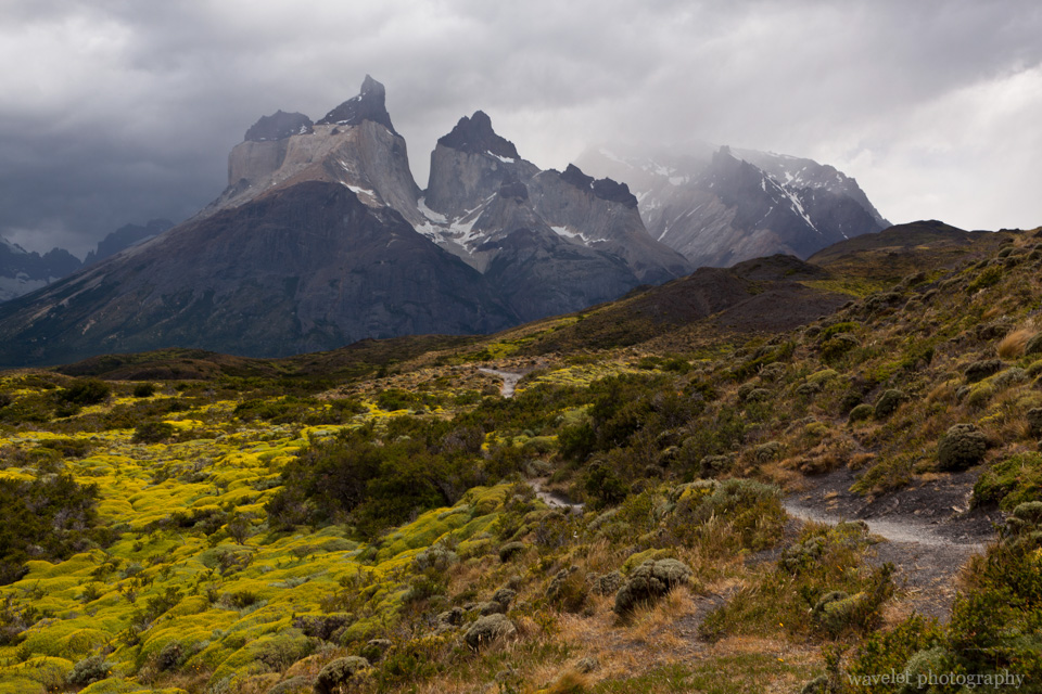 Stormy weather over Cuernos del Paine, Torres del Paine National Park