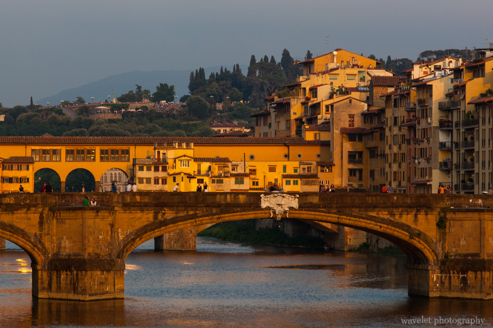 Ponte Vecchio and Ponte Santa Trinita in sunset, Florence