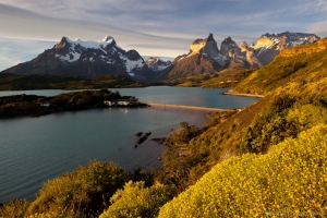 Sunset over Logo Pehoé, Torres del Paine National Park