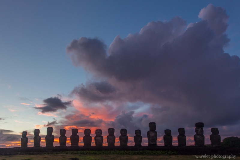 Ahu Tongariki at sunrise, Easter Island