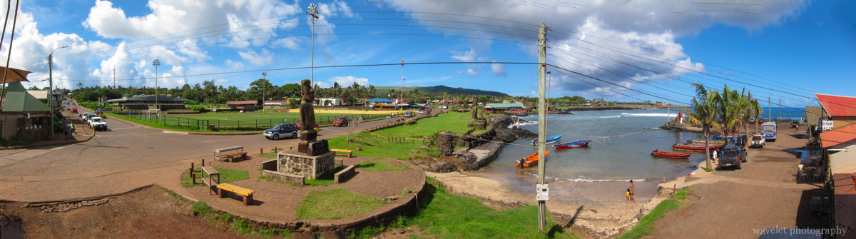 The harbor, Hanga Roa O\'tai, and the town, Easter Island