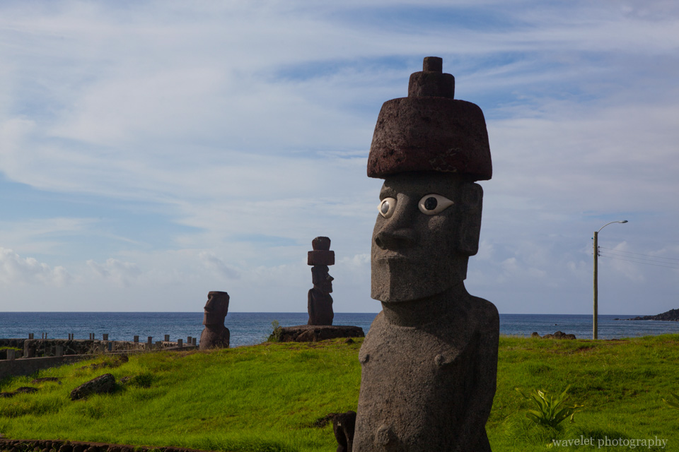 Moais at the roadside near Hanga Roa, Easter Island