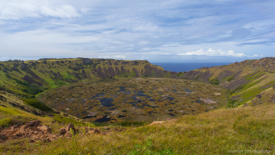 Crater lake of Rano Kau, Easter Island