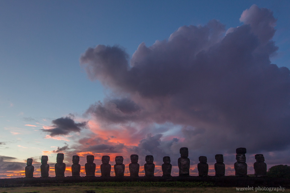 Ahu Tongariki at sunrise, Easter Island