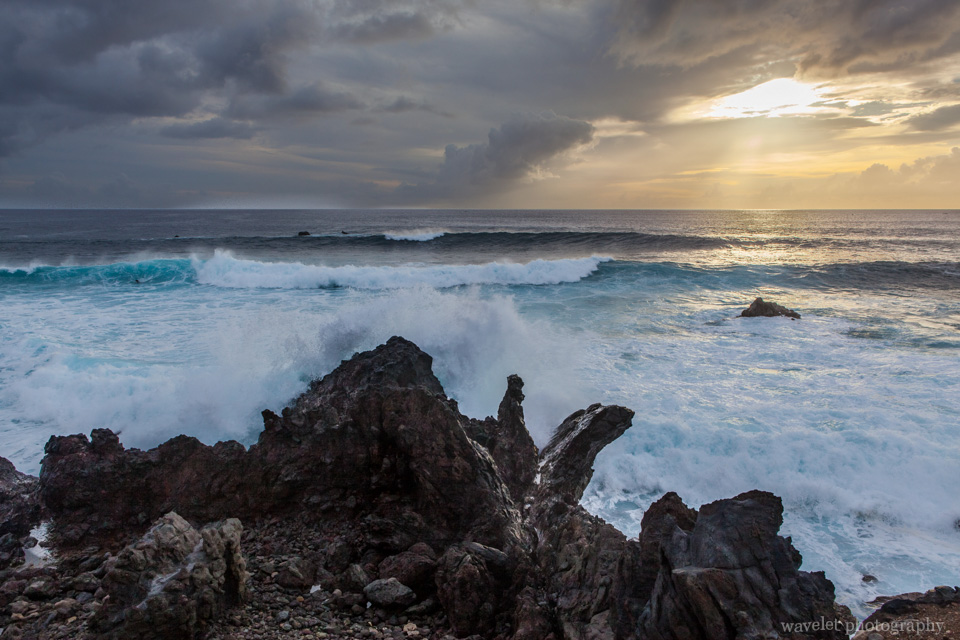 Sea and waves of island\'s west coastline, Easter Island