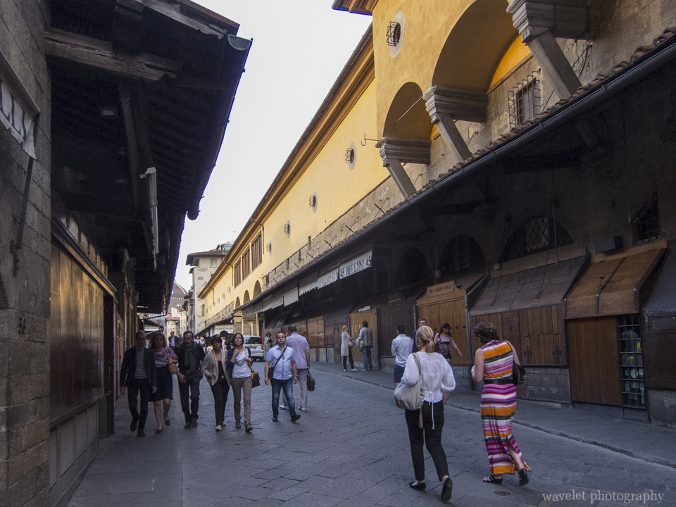 Shops at Ponte Vecchio were closed in late afternoon, Florence