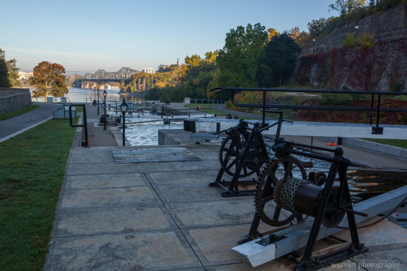 Locks on Rideau Canal and the Alexandra Bridge over the Ottawa River, Ottawa