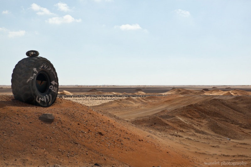 Huge Tire as Road Mark