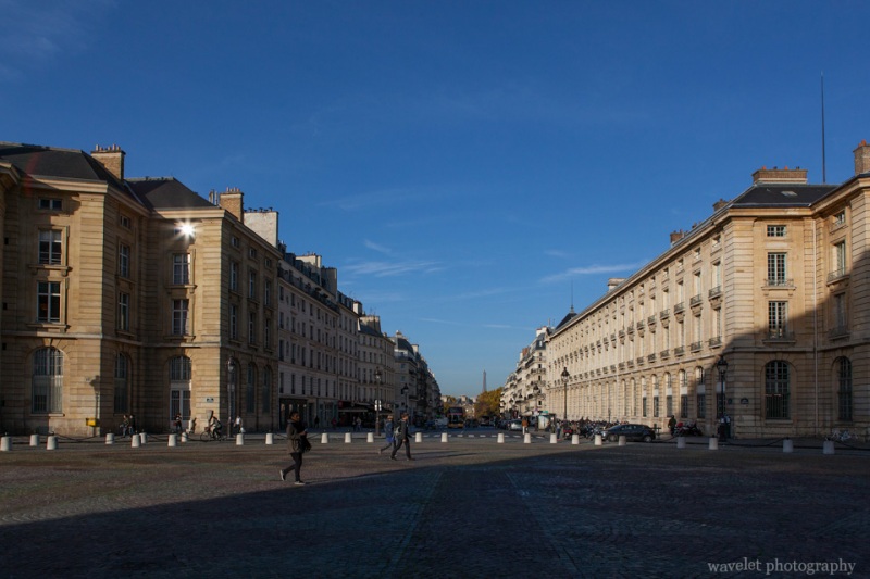 Look through Rue Soufflot from Panthéon, Latin Quarter, Paris
