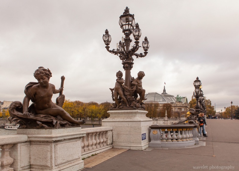 Lamp posts and statues on Pont Alexandre III, Paris