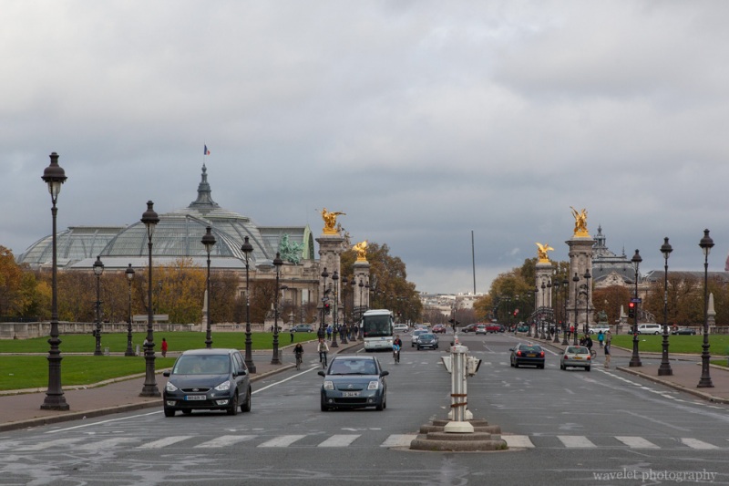 Overlook Grand Palais through Pont Alexandre III from Left Bank, Paris