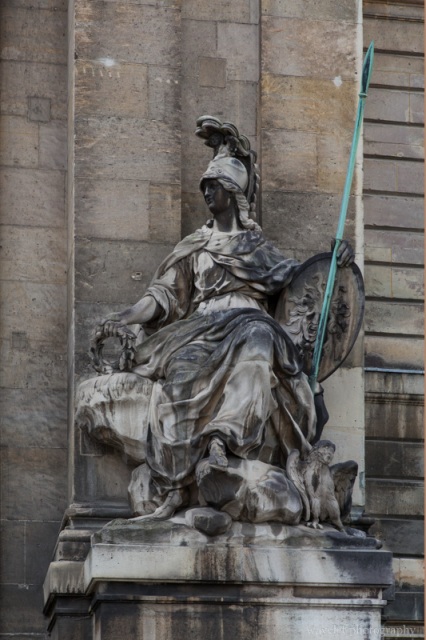 Statue to the right side of the entrance to Les Invalides, Paris