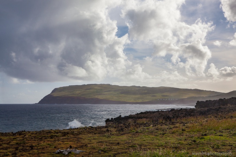 Overlook Rano Kau from the south coast of Easter Island