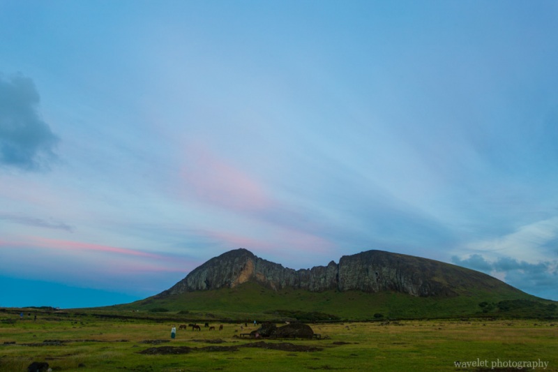 Overlook Rano Raraku from Ahu Tongariki, Easter Island